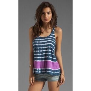 SOLOW Blue Purple White Tie Dye Tank Top